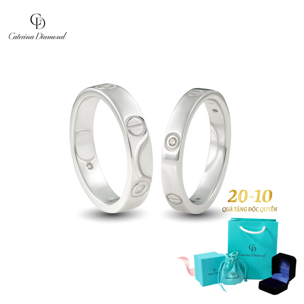 [Nhẫn cưới] Nhẫn đôi nam nữ kim cương Moissanite Caterina Diamond Love Bond DR061-DR062 – Kiểm định GRA