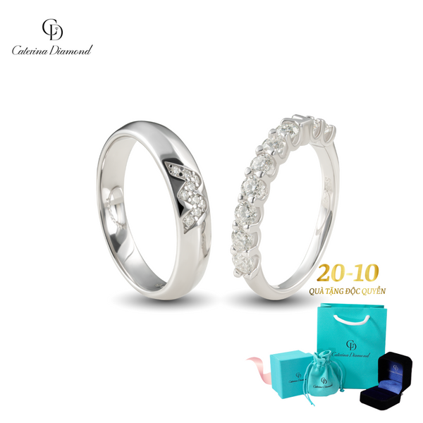 [Nhẫn cưới]Nhẫn cầu hôn kim cương Moissanite Caterina DiamondTrue Love Eternal - Kiểm định GRA
