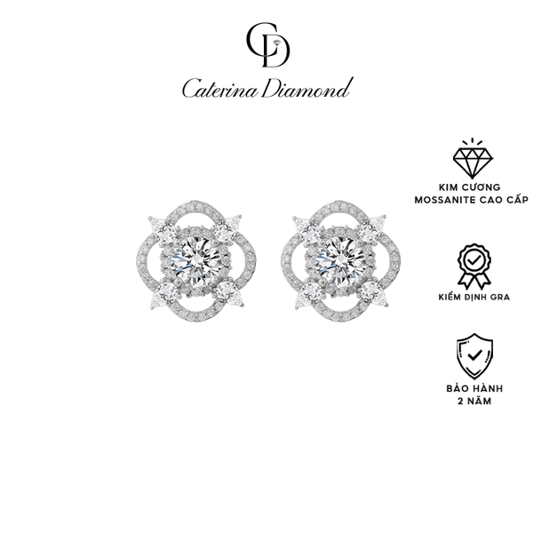 Khuyên tai nữ kim cương Moissanite 0,5 Carat Caterina Diamond Sparkling Floral Stud Earrings DE027