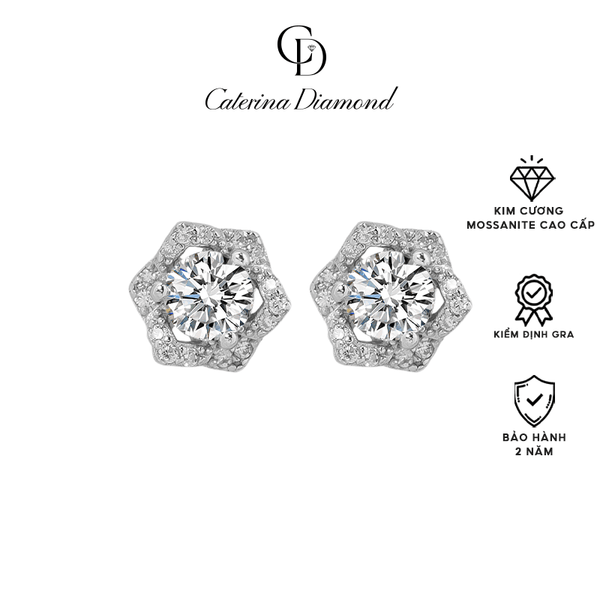 Khuyên tai nữ kim cương Moissanite 4mm Caterina Diamond Prismatic Stars Earrings DE028