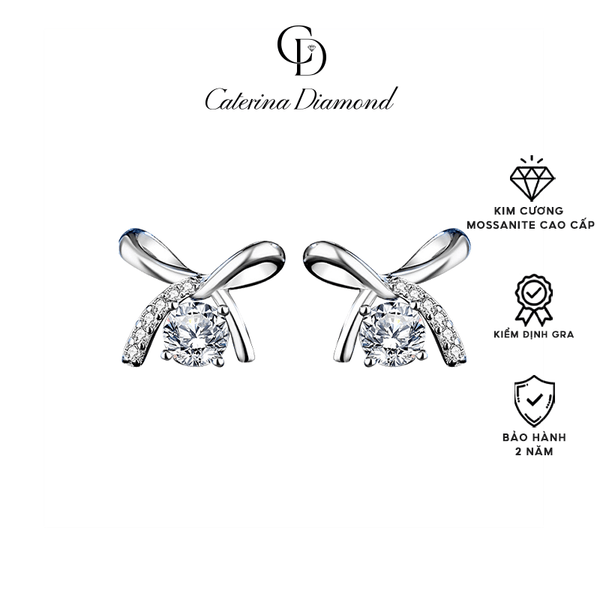 Khuyên tai nữ kim cương Moissanite 0,5 Carat Caterina Diamond Bowknot Couple Earrings DE012