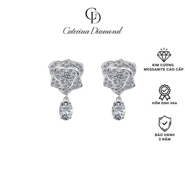 Khuyên tai nữ kim cương Moissanite 0,2 Carat Caterina Diamond Feminine Rose Earrings DE015