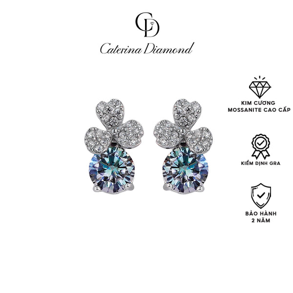 Khuyên tai nữ kim cương Moissanite Caterina Diamond Aurora Clover DE019