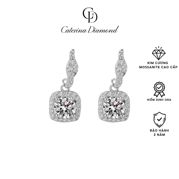Khuyên tai nữ kim cương Moissanite Caterina Diamond Imitation Sterling Silver DE022