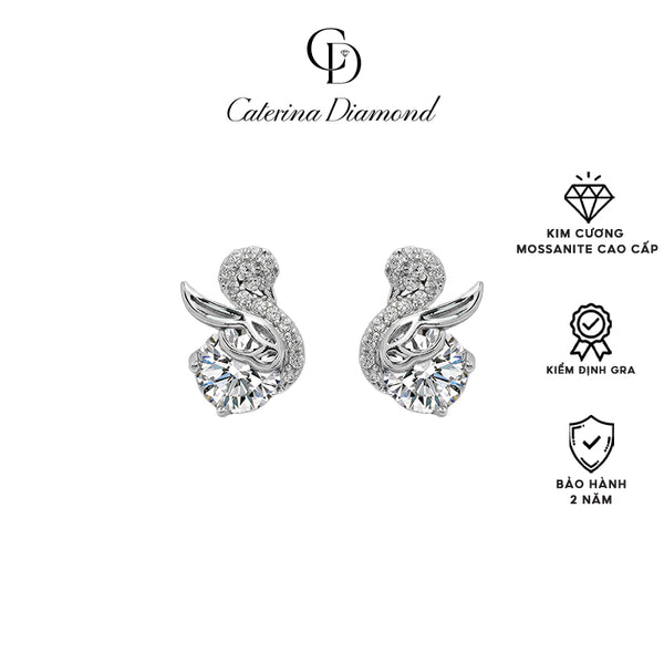 Khuyên tai nữ kim cương Moissanite Caterina Diamond Swan Grace DE037