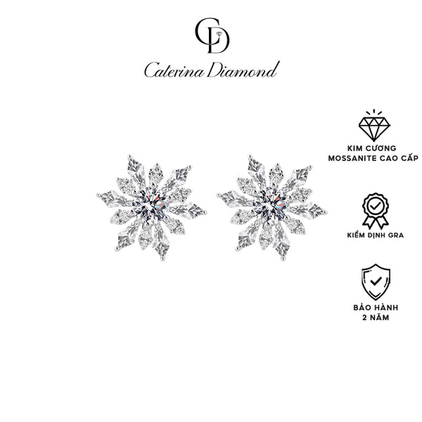 Khuyên tai nữ kim cương Moissanite 0,2 Carat Caterina Diamond Sparkling Snowflake Earrings DE014