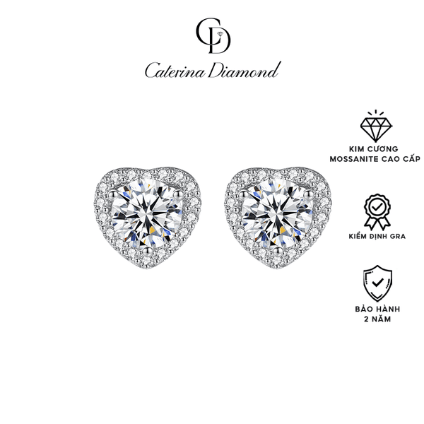 Khuyên tai nữ kim cương Moissanite 0.5 Carat Caterina Diamond Heart Earrings DE031