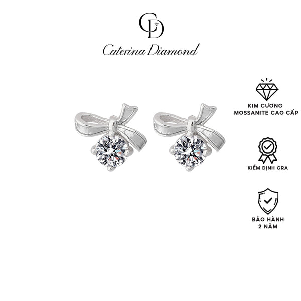 Khuyên tai nữ kim cương Moissanite Caterina Diamond Bow Earrings DE009