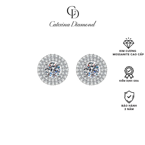 Khuyên tai nữ kim cương Moissanite 0,5 Carat Caterina Diamond Radiant Glow Stud Earrings DE023