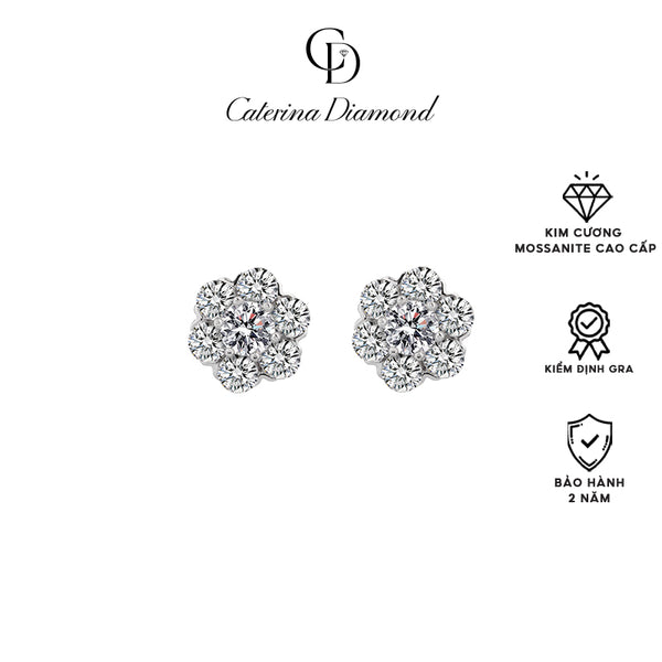 Khuyên tai nữ kim cương Moissanite 0.5 Carat Caterina Diamond Flower Earrings DE024