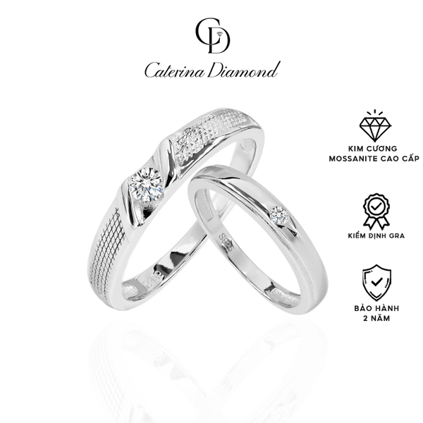 Nhẫn đôi nam nữ kim Cương Moissanite Caterina Diamond Ring Couple DR043-DR041