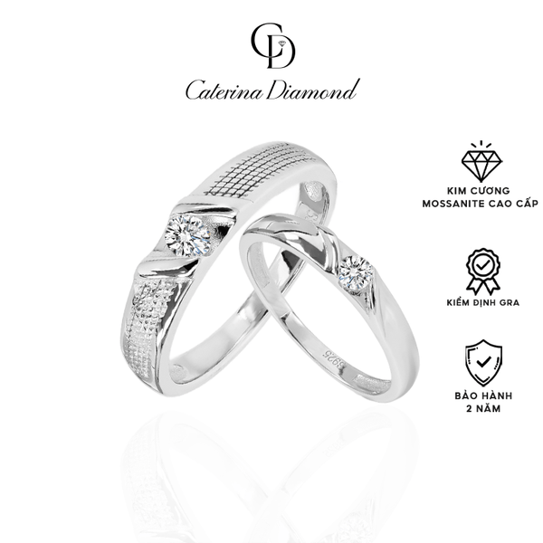 Nhẫn đôi nam nữ kim Cương Moissanite Caterina Diamond Ring Couple DR042-DR043