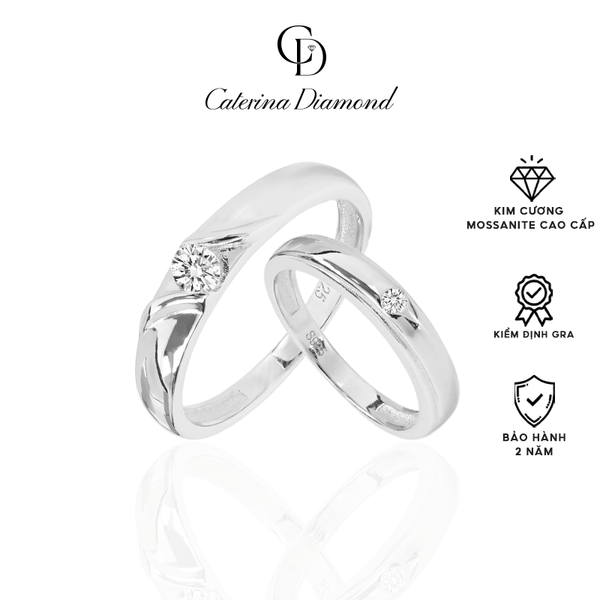 Nhẫn đôi nam nữ kim Cương Moissanite Caterina Diamond Ring Couple DR041-DR042