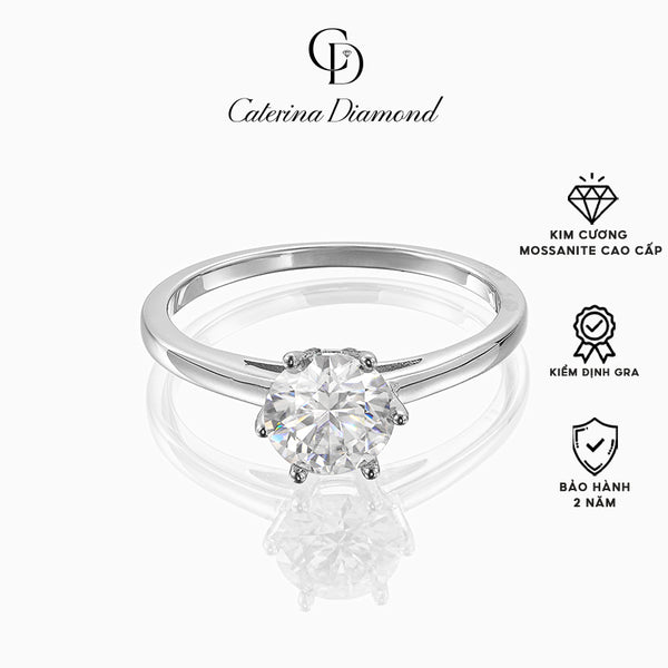 Nhẫn kim cương Moissanite 1 Carat Caterina Diamond Solitaire Pavéproposal wedding lover DR010