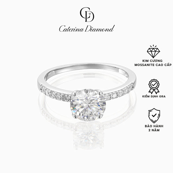 Nhẫn kim cương Moissanite 1 Carat Caterina Diamond Solitaire Pavé Proposal Wedding Lover DR011