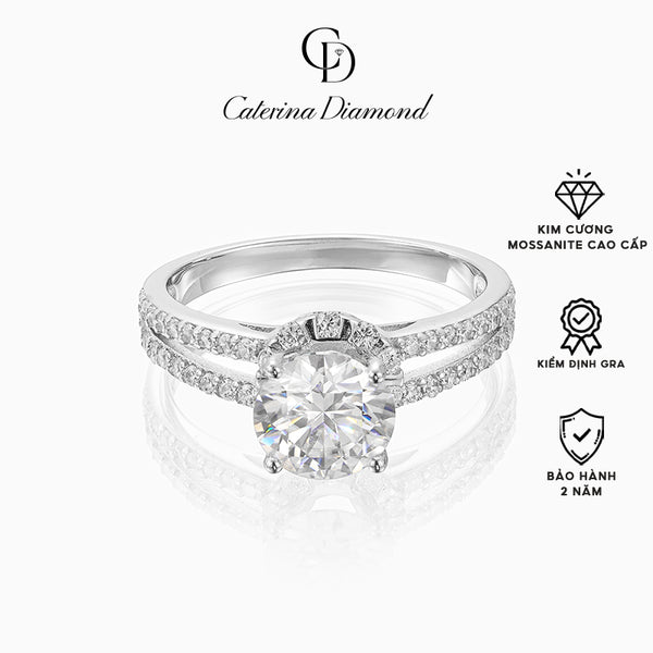 Nhẫn Kim Cương Moissanite 1.2 Carat Ly Caterina Diamond Terling Silver Couple Ring DR012