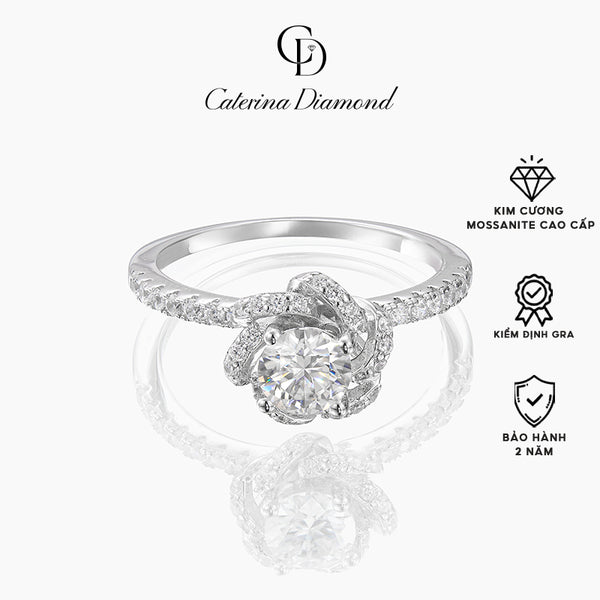 Nhẫn Kim Cương Moissanite 0.6 Carat Caterina Diamond Solitaire Pavéproposal Lover DR016