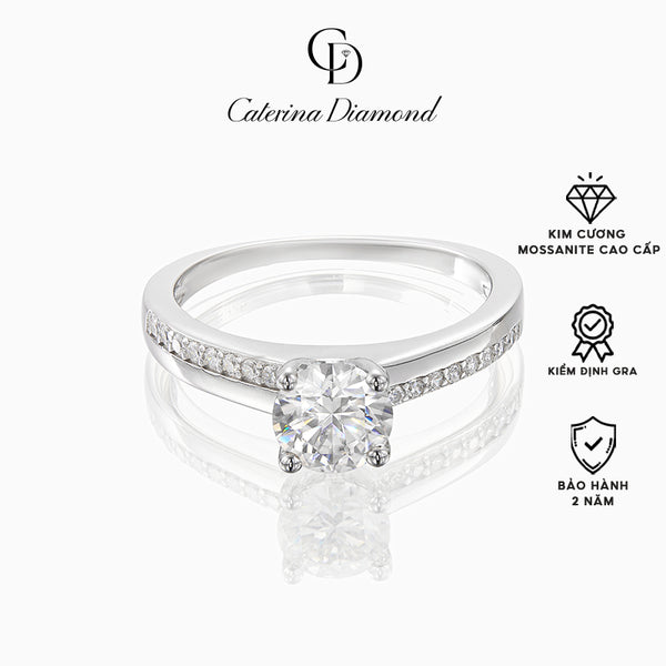 Nhẫn kim cương Moissanite 0,8 Carat Caterina Diamond Solitaire Pavéproposal Lover DR017
