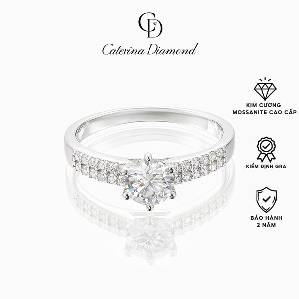 Nhẫn Kim Cương Moissanite 0,6 Carat Caterina Diamond Solitaire Pavéproposal Lover DR020