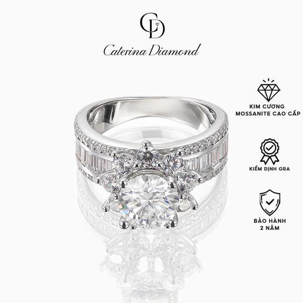 Nhẫn Kim Cương Moissanite 2 Carat Caterina Diamond Solitaire Pavéproposal Lover DR022
