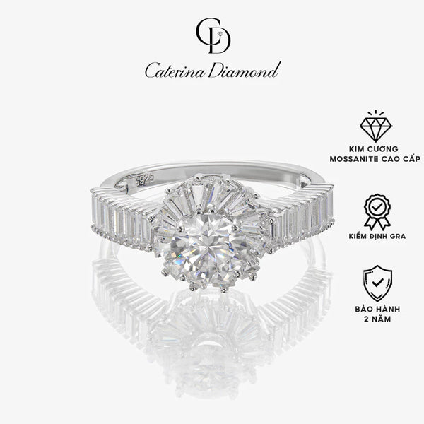 Nhẫn kim cương Moissanite 0,8 Carat Caterina Diamond Solitaire Pavéproposal lover DR023
