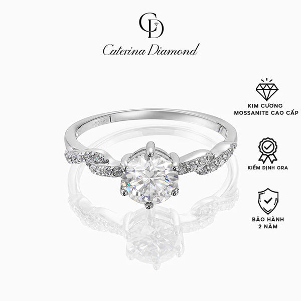Nhẫn kim cương Moissanite 0,8 Carat Caterina Diamond Solitaire Pavéproposal lover DR026