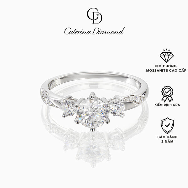 Nhẫn kim cương Moissanite 0,6 Carat Caterina Diamond Solitaire Pavéproposal DR028