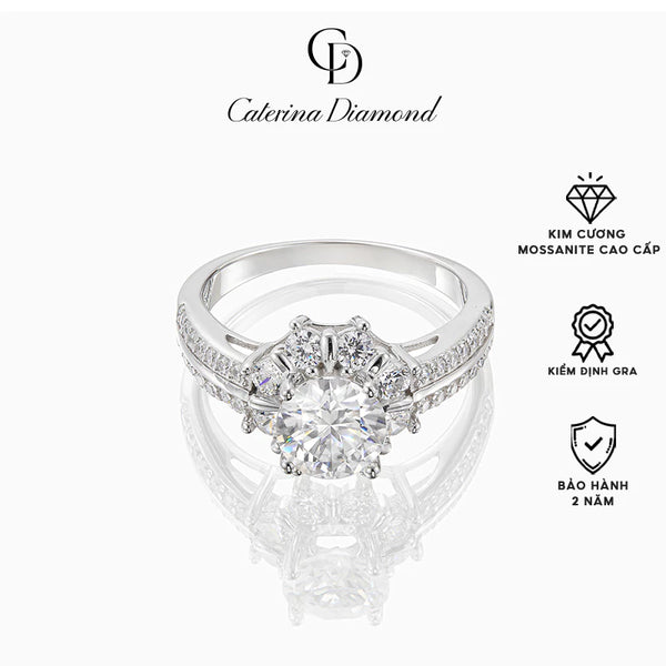 Nhẫn kim cương Moissanite 1,2 Carat Caterina Diamond Solitaire Pavéproposal DR027