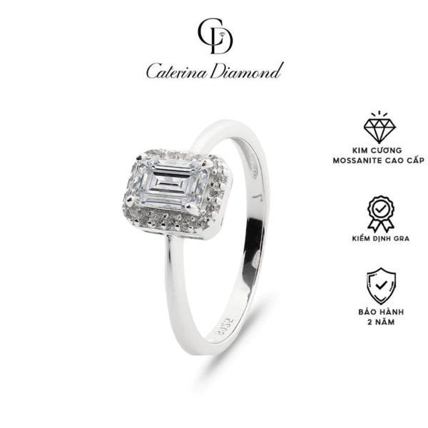 Nhẫn Kim Cương Moissanite 0.6 Carat Caterina Emerald Elegance Diamond - DR037