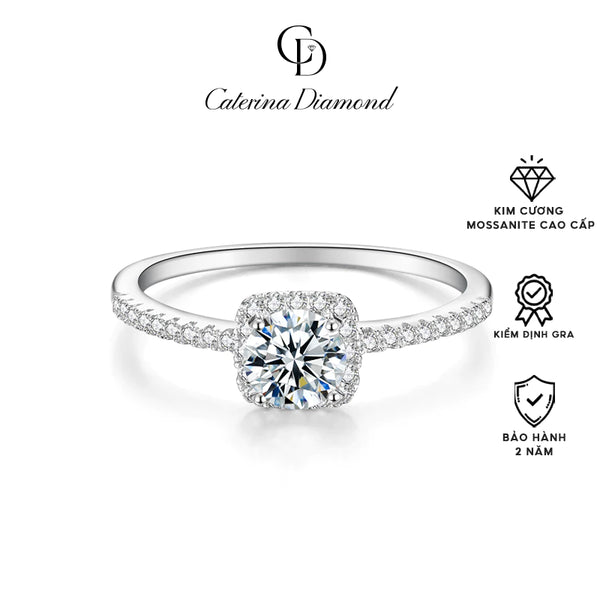 Nhẫn Kim Cương Moissanite 0.5 Carat Caterina Diamond Celeste Halo Ring DR038