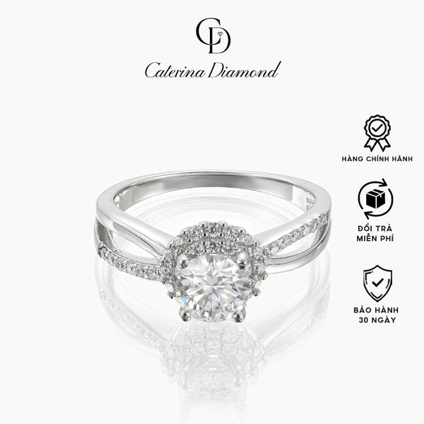 Nhẫn Kim Cương Moissanite 0,8 Carat Caterina Diamond Solitaire Pavéproposal Lover DR018