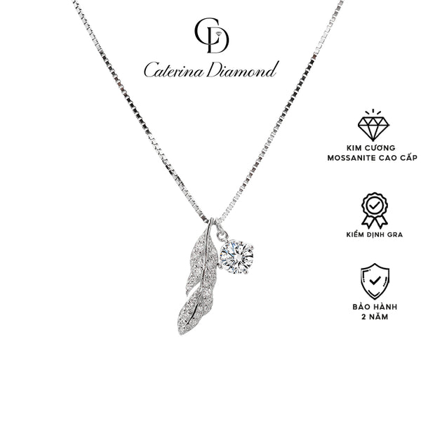 Dây chuyền kim cương Moissanite Caterina Diamond Slowly Four Feather DN013WH