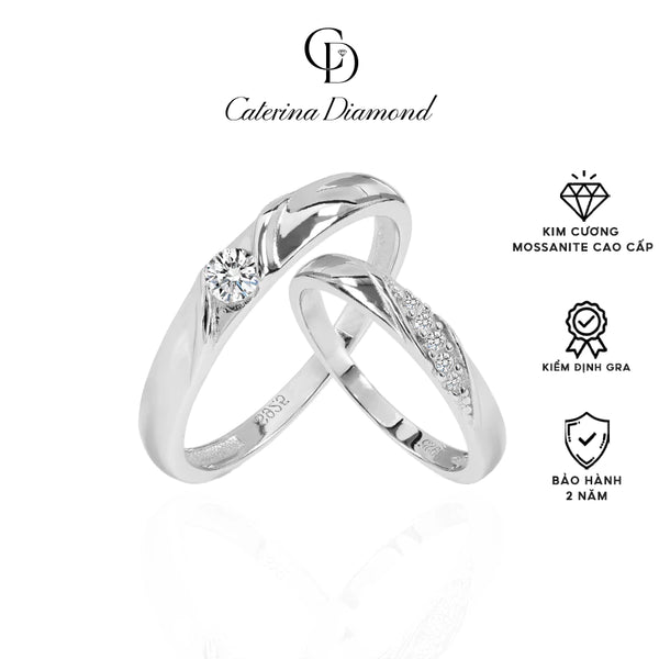 Nhẫn đôi nam nữ kim Cương Moissanite Caterina Diamond Ring Couple DR040-DR042
