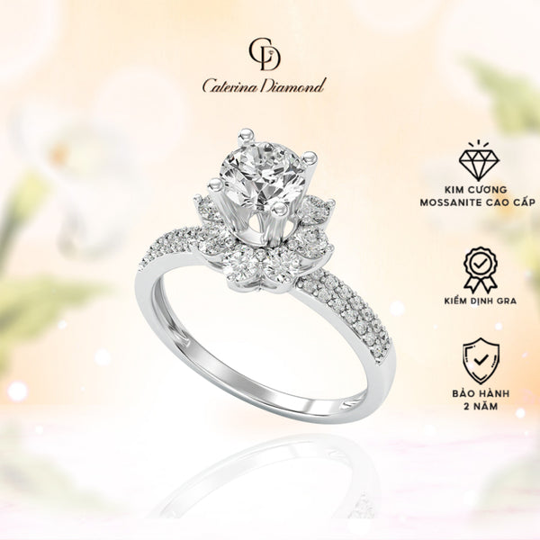 [BST Mới]Nhẫn cầu hôn kim cương Moissanite 1.0 Carat Caterina Diamond Evermine DR050