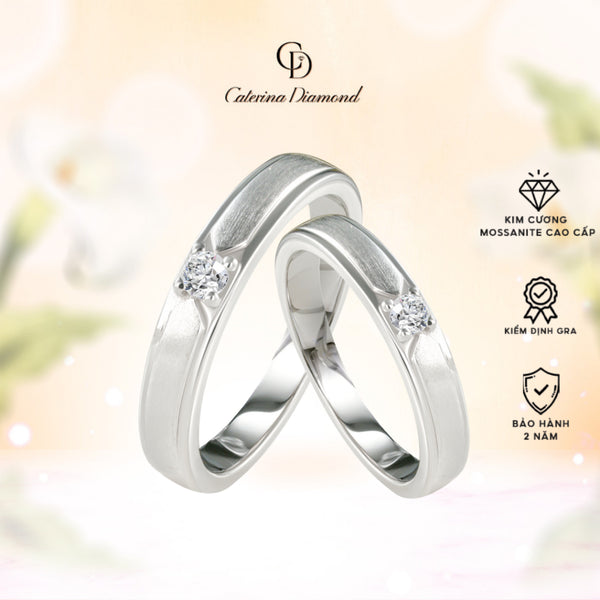 [BST Mới]Nhẫn cưới kim cương Moissanite Caterina Diamond Forever Us DR060 - Kiểm định GRA