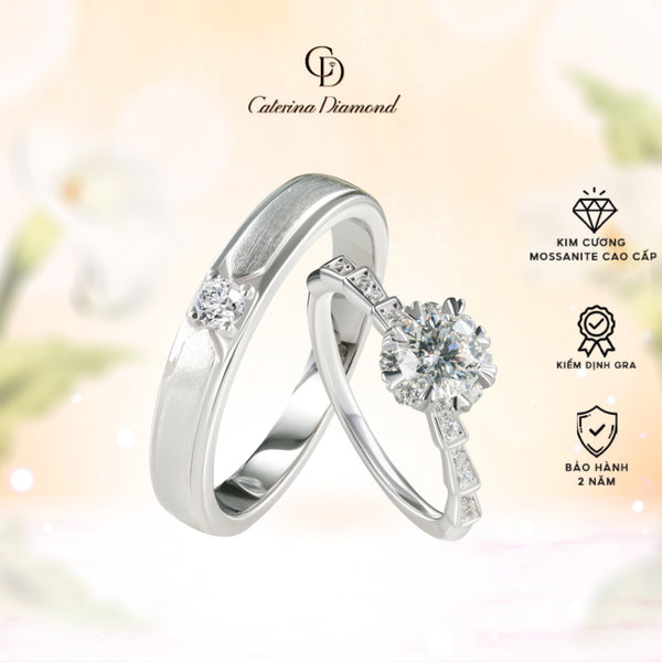 [BST Mới]Nhẫn cầu hôn kim cương Moissanite Caterina Diamond Timeless Together DR057 - DR060 - Kiểm định GRA