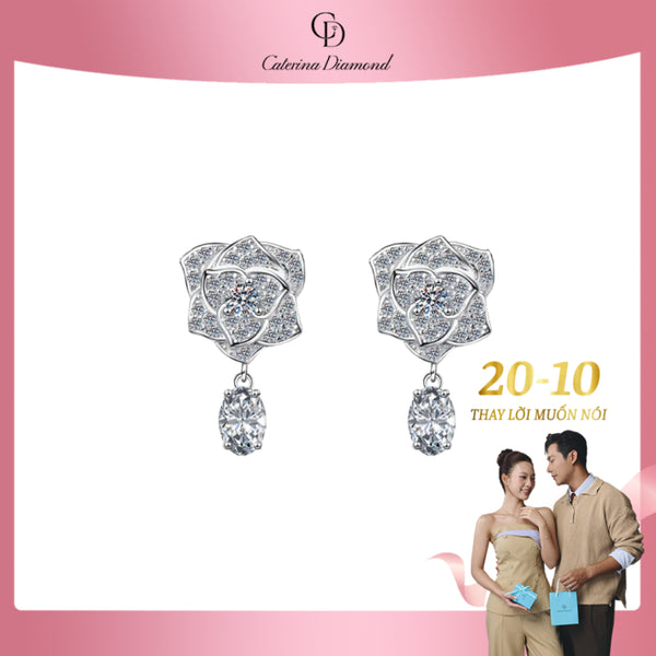 Khuyên tai nữ kim cương Moissanite 0,2 Carat Caterina Diamond Feminine Rose Earrings DE015